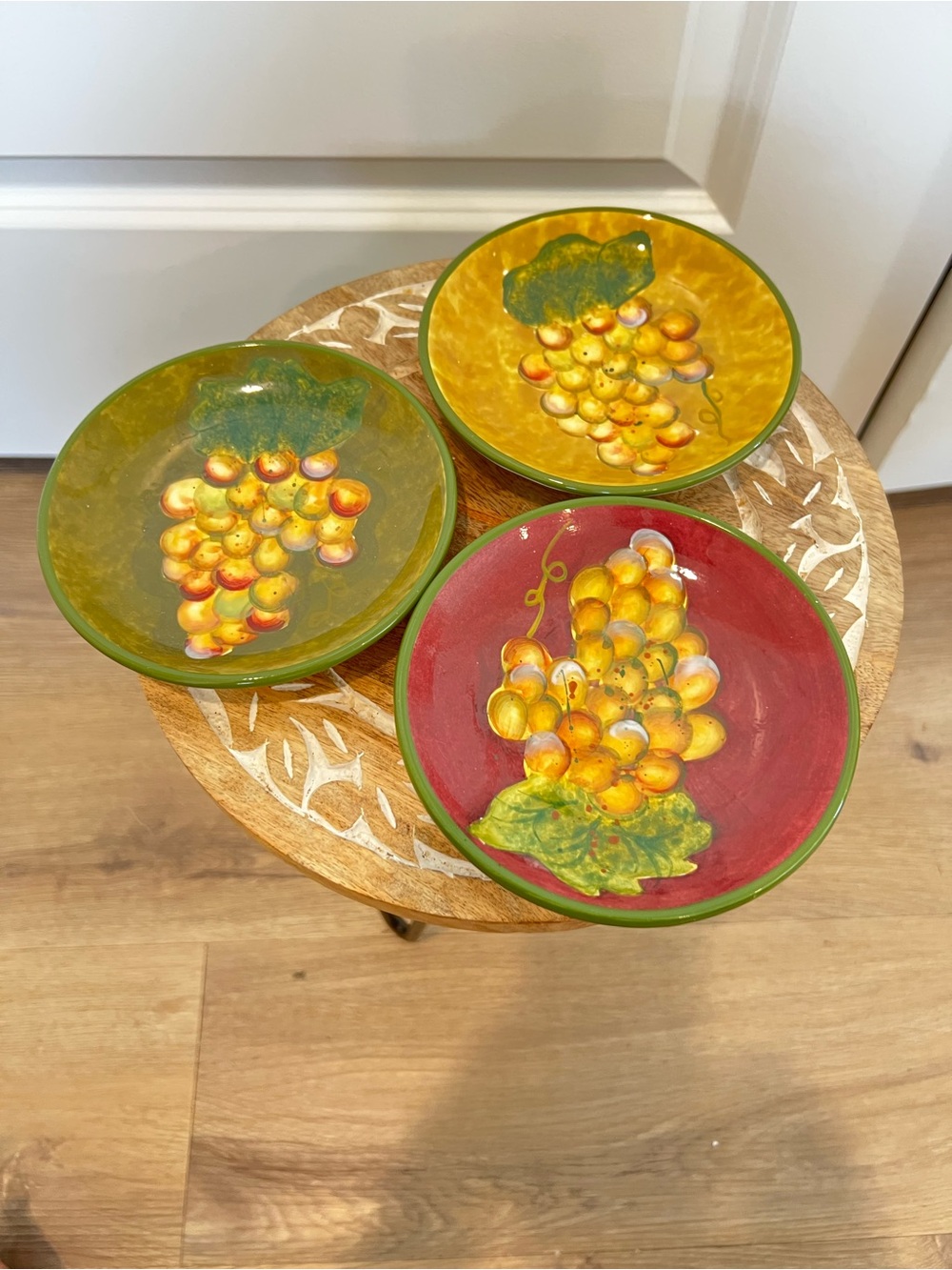 Susan Winget Hand-Painted Grape Dessert Bowls - Set of 3